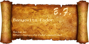 Benyovits Fodor névjegykártya